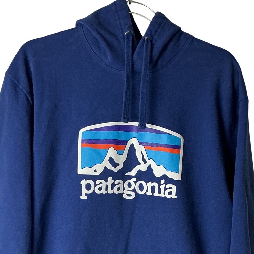 Patagonia Uprisal Hoody Mens XL Blue Fitz Roy Logo Pullover Sweatshirt 39583